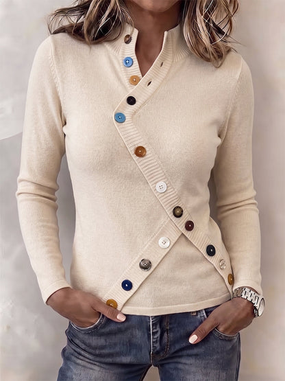 💛LAST DAY SAVE 49% ⏰Chic Asymmetric Multi-Button Knit Top