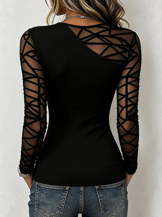 🤲LAST DAY SAVE 49% ⏰Sleek Geometric Mesh Accented Top