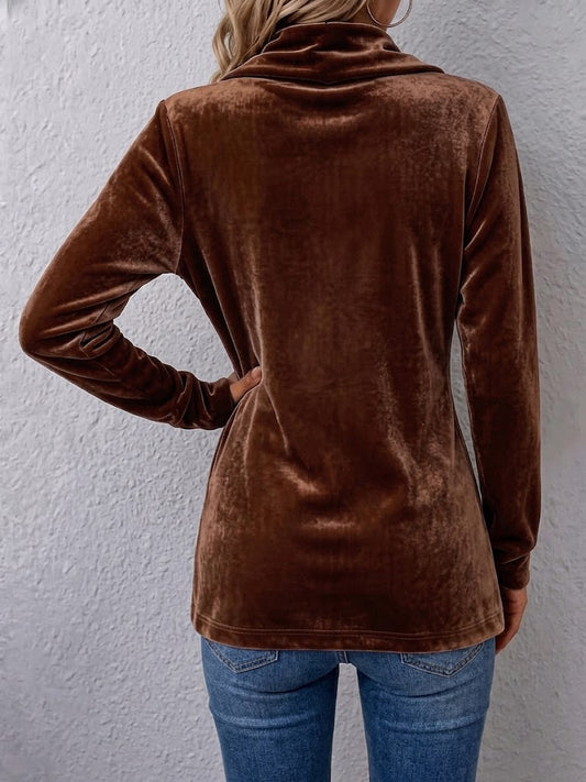 Vintage Velvet Lapel Button Decor Long Sleeve Open Front Jacket