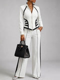 🤲LAST DAY SAVE 49% ⏰Cozy And Casual Two-piece Set Featuring A Slim-fit, Stretchy Zip-up Sweatshirt And Pants With Black Webbing Trim.
