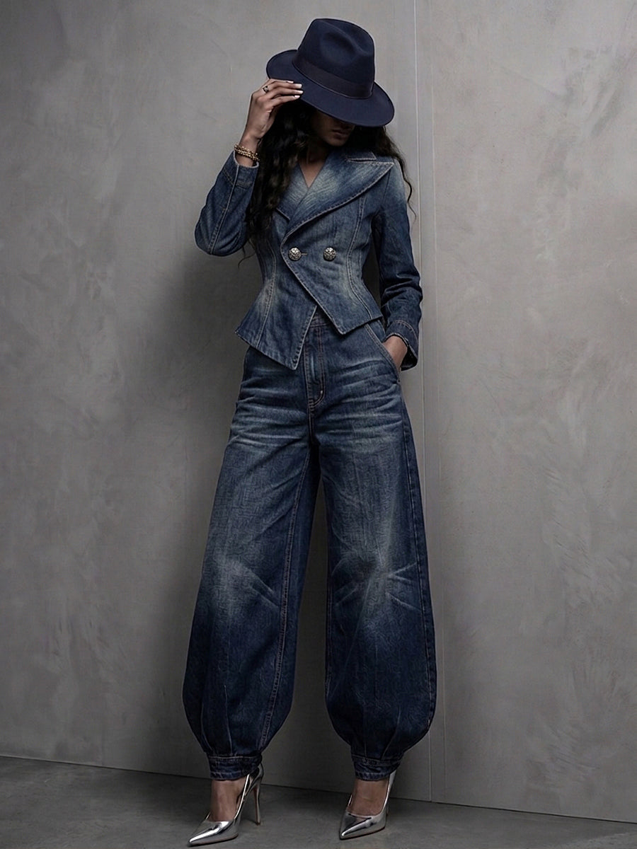 🤲LAST DAY SAVE 49%🔥 Figure-Flattering Denim 2-Piece Set + FREE Hat