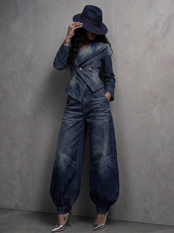 💛LAST DAY SAVE 49%🔥 Figure-Flattering Denim 2-Piece Set + FREE Hat