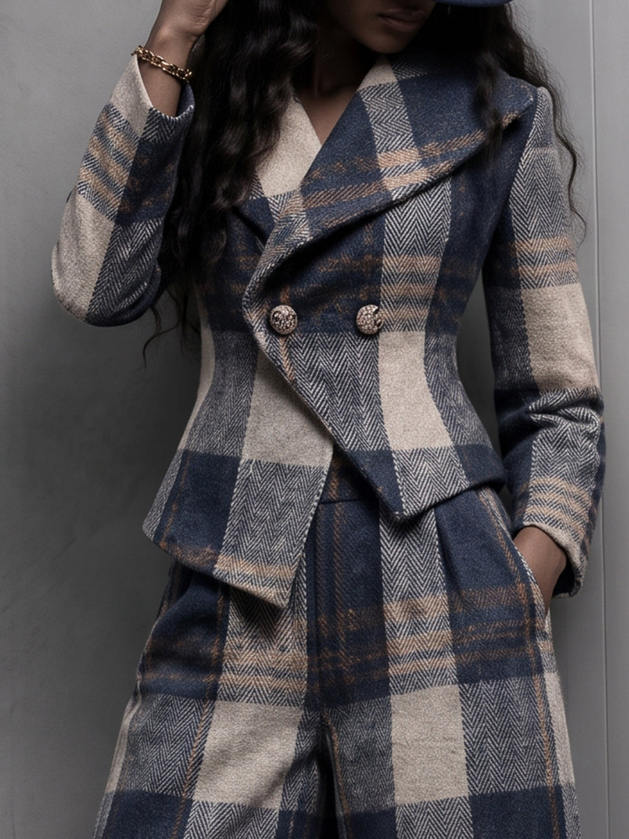 🤲LAST DAY SAVE 49% ⏰Sophisticated Plaid Cured-Hem Wide-Leg Trousers