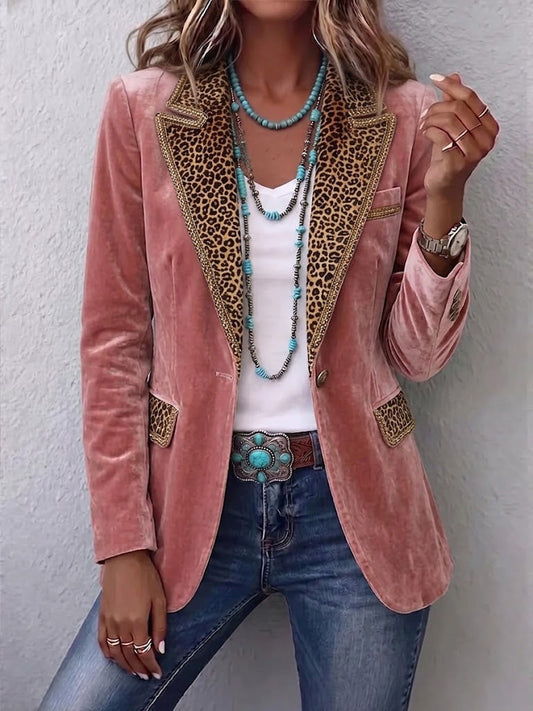 Long-sleeve Solid-color Gold Velvet Jacket With Lace Paneling
