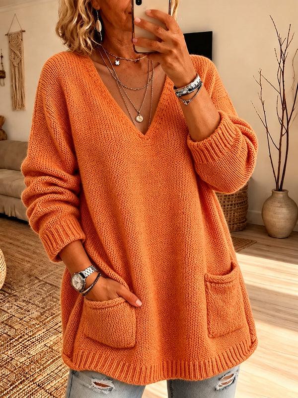 💛LAST DAY SAVE 49% ⏰Chic V-Neck Pocket Knit Sweater
