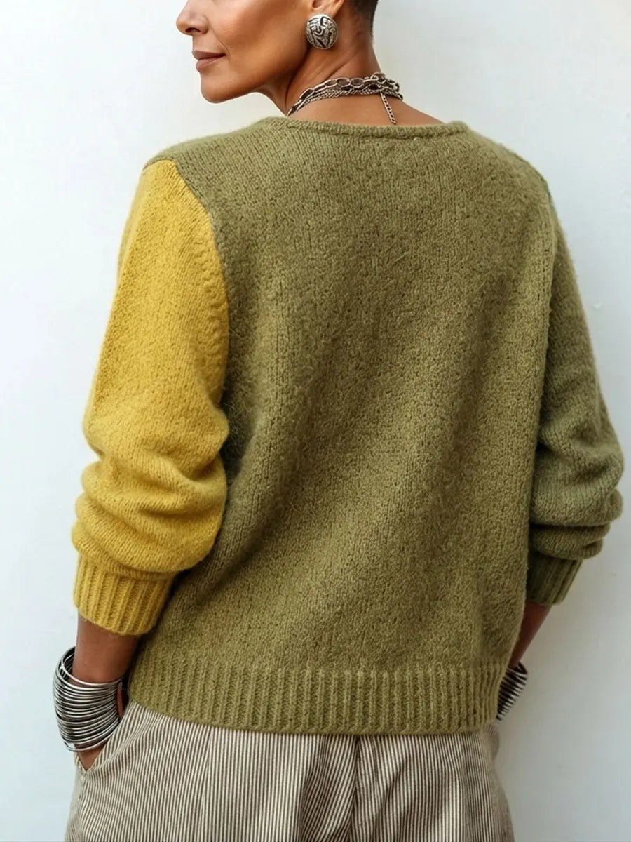 🤲LAST DAY SAVE 49% 🧡Artisti Cozy Asymmetric Color-block Knit Sweater
