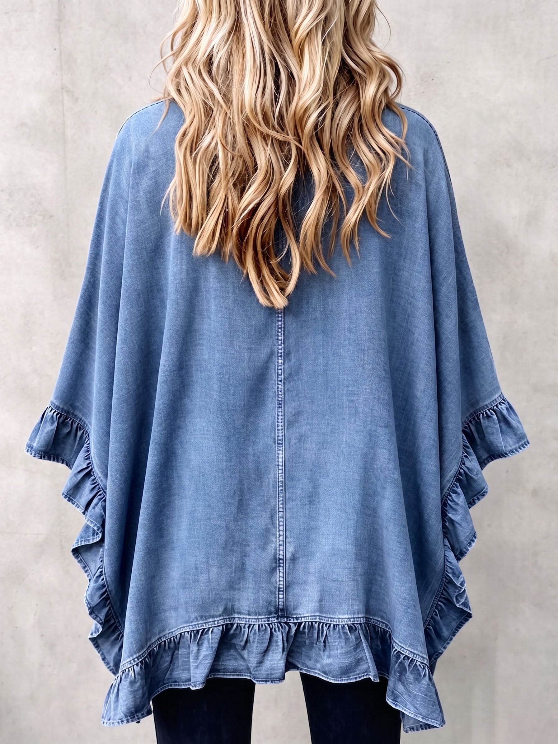 🤲LAST DAY SAVE 49% ⏰Chic Boho Denim Ruffle Trim Cardigan