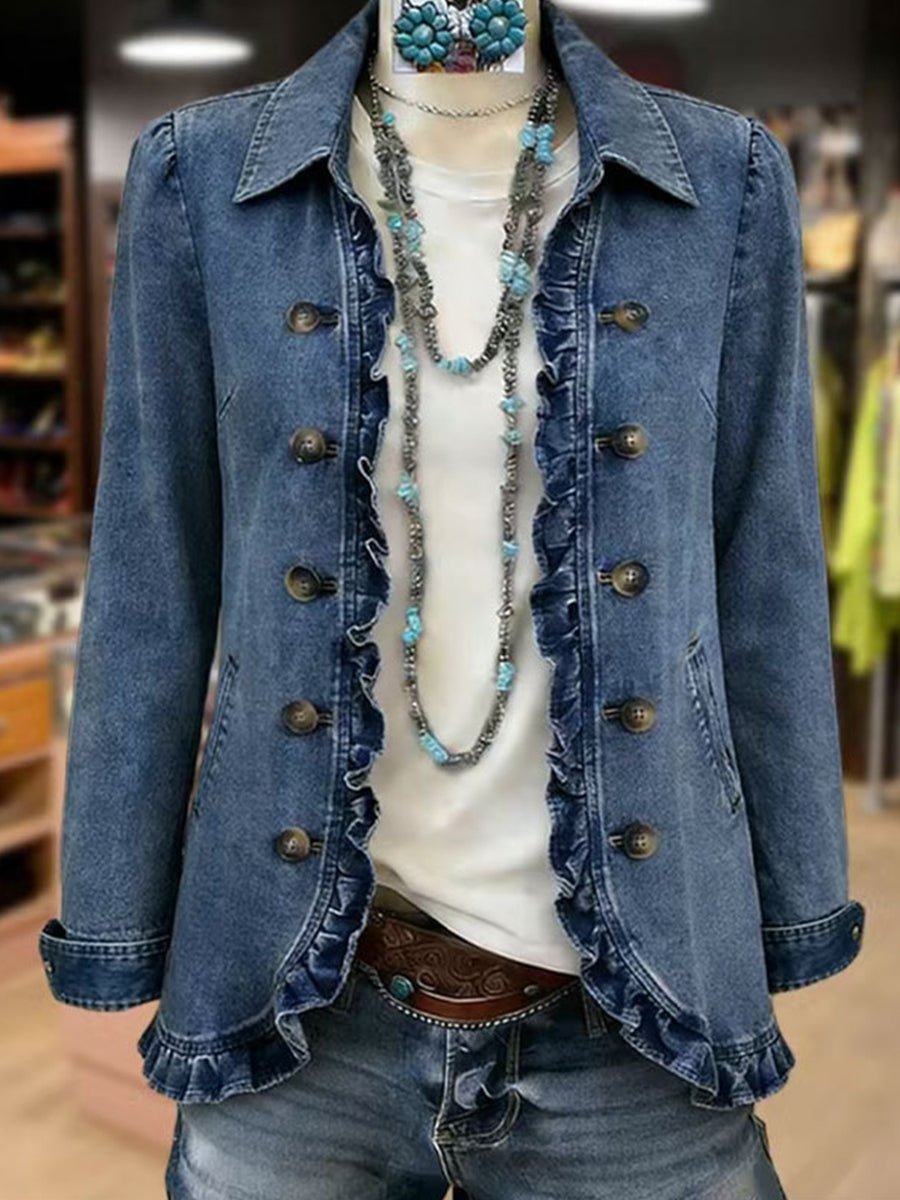 🤲LAST DAY SAVE 49% ⏰Chic Ruffled Denim Jacket