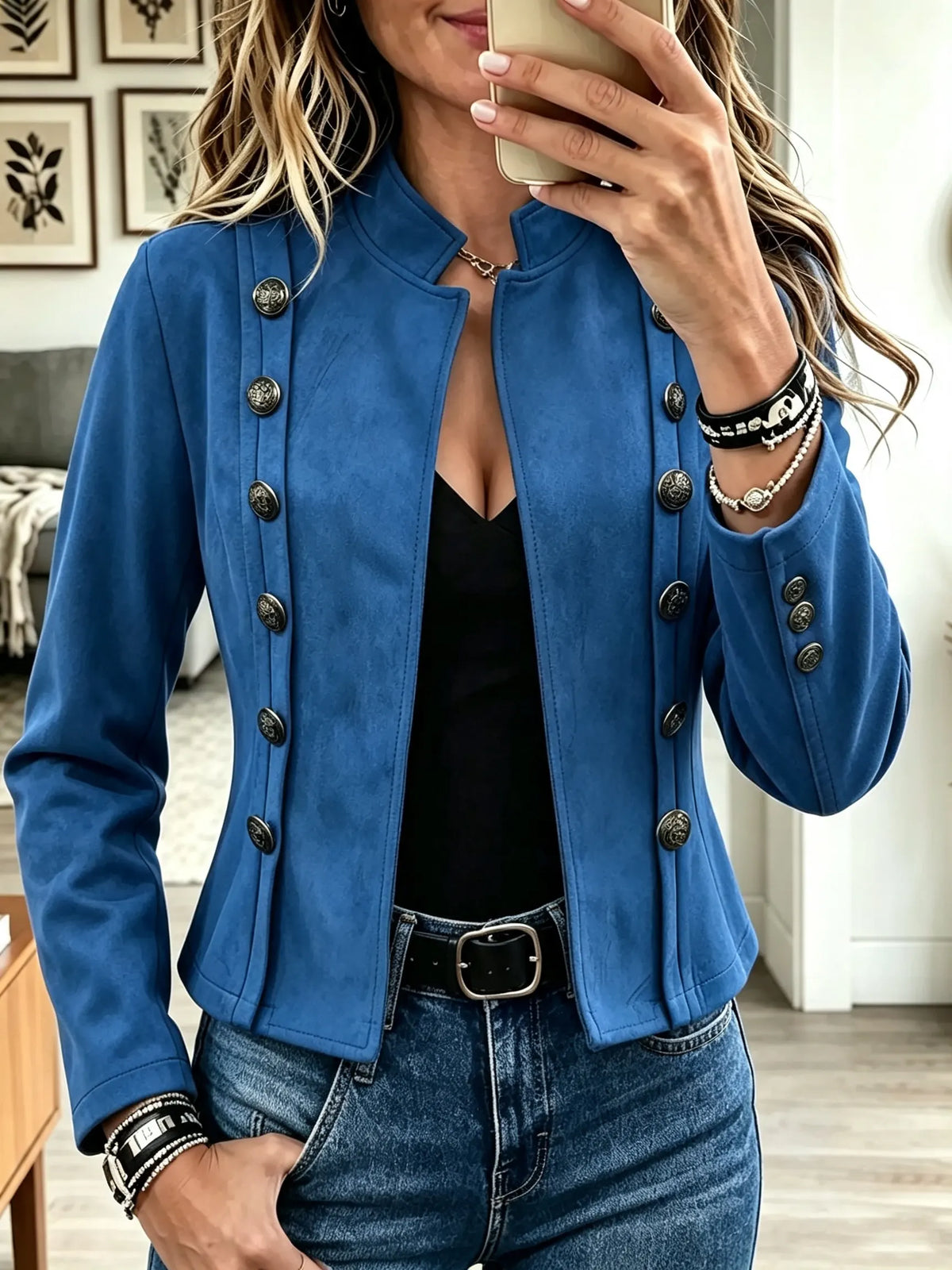 🤲LAST DAY SAVE 49% ⏰Women's Double-Breasted Suede Military Jacket