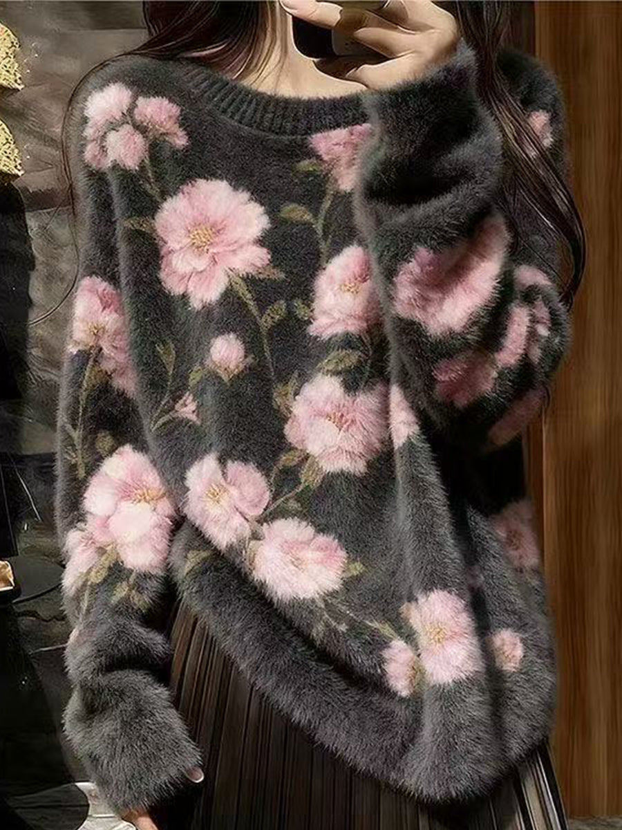💛LAST DAY SAVE 49% ⏰Floral Textured Knit Sweater – Soft, Cozy & Effortlessly Chic