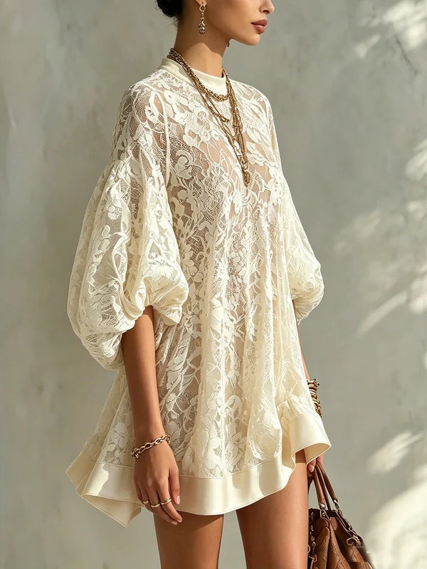 🤲LAST DAY SAVE 49% ⏰Stylish And Elegant Floral Lace Loose Mini Dress