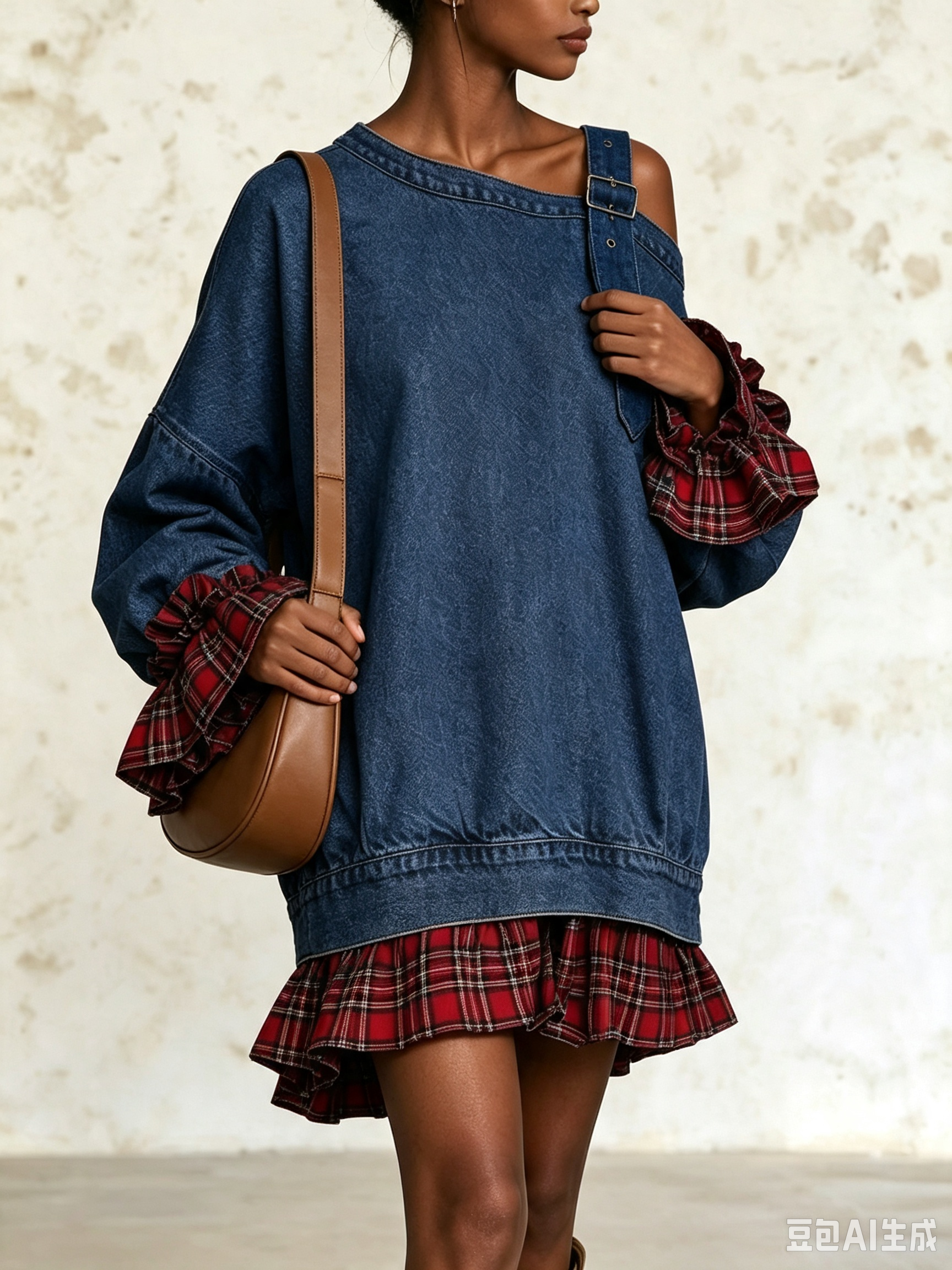 🤲LAST DAY SAVE 49% ⏰Edgy Buckle Strap Asymmetrical Denim Mini Dress