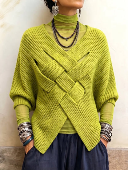 💛LAST DAY SAVE 49% ⏰Artistic Interwoven Ribbed Batwing Knit Sweater