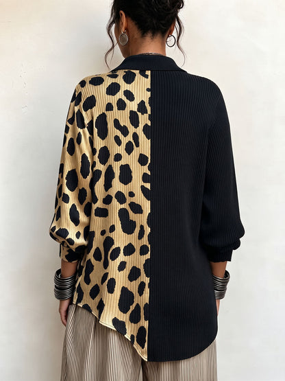 🤲LAST DAY SAVE 49% ⏰Chic Bold Leopard Color-block Asymmetric Sweater