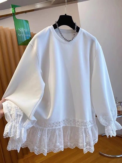 🤲LAST DAY SAVE 49% ⏰Casual Loose Sweatshirt With Lace Paneling