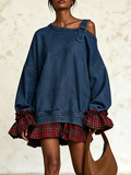 🤲LAST DAY SAVE 49% ⏰Edgy Buckle Strap Asymmetrical Denim Mini Dress