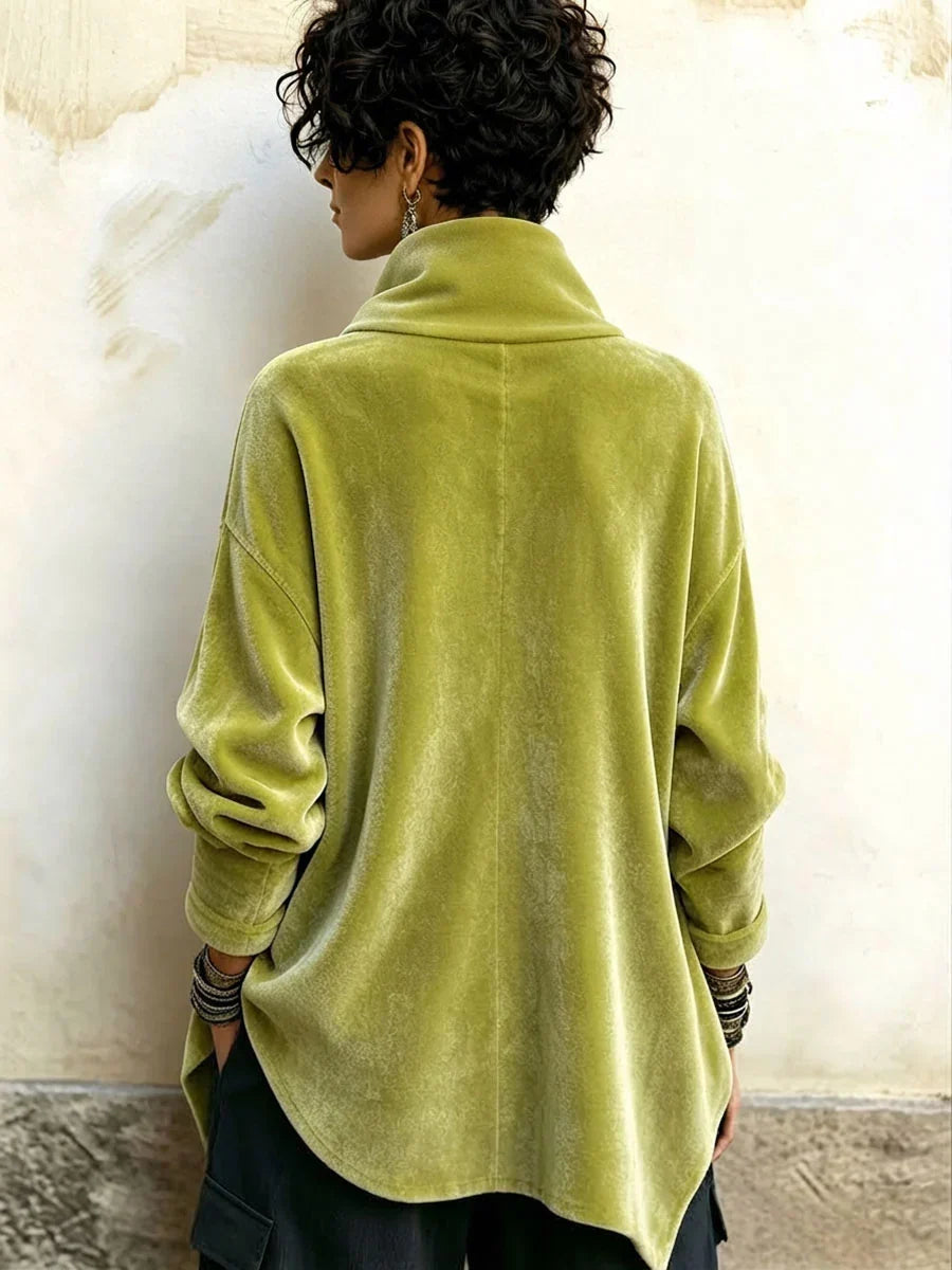 🤲LAST DAY SAVE 49% 🌸Women's Vintage Velvet Cowl Neck Asymmetrical Top