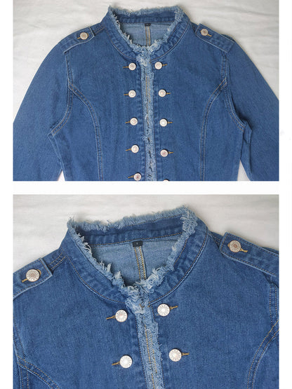 Casual-chic Raw-edge Denim Jacket
