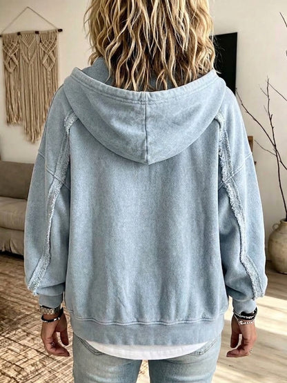 💛LAST DAY SAVE 49% ⏰Casual Raw-edge Zip-up Hoodie