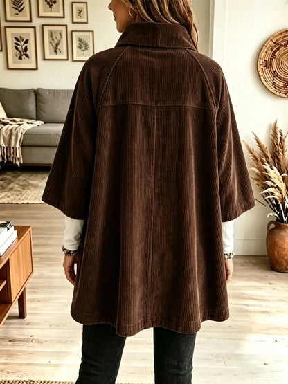 💛LAST DAY SAVE 49% ⏰Women's Stand Collar Oversized Corduroy Poncho Coat