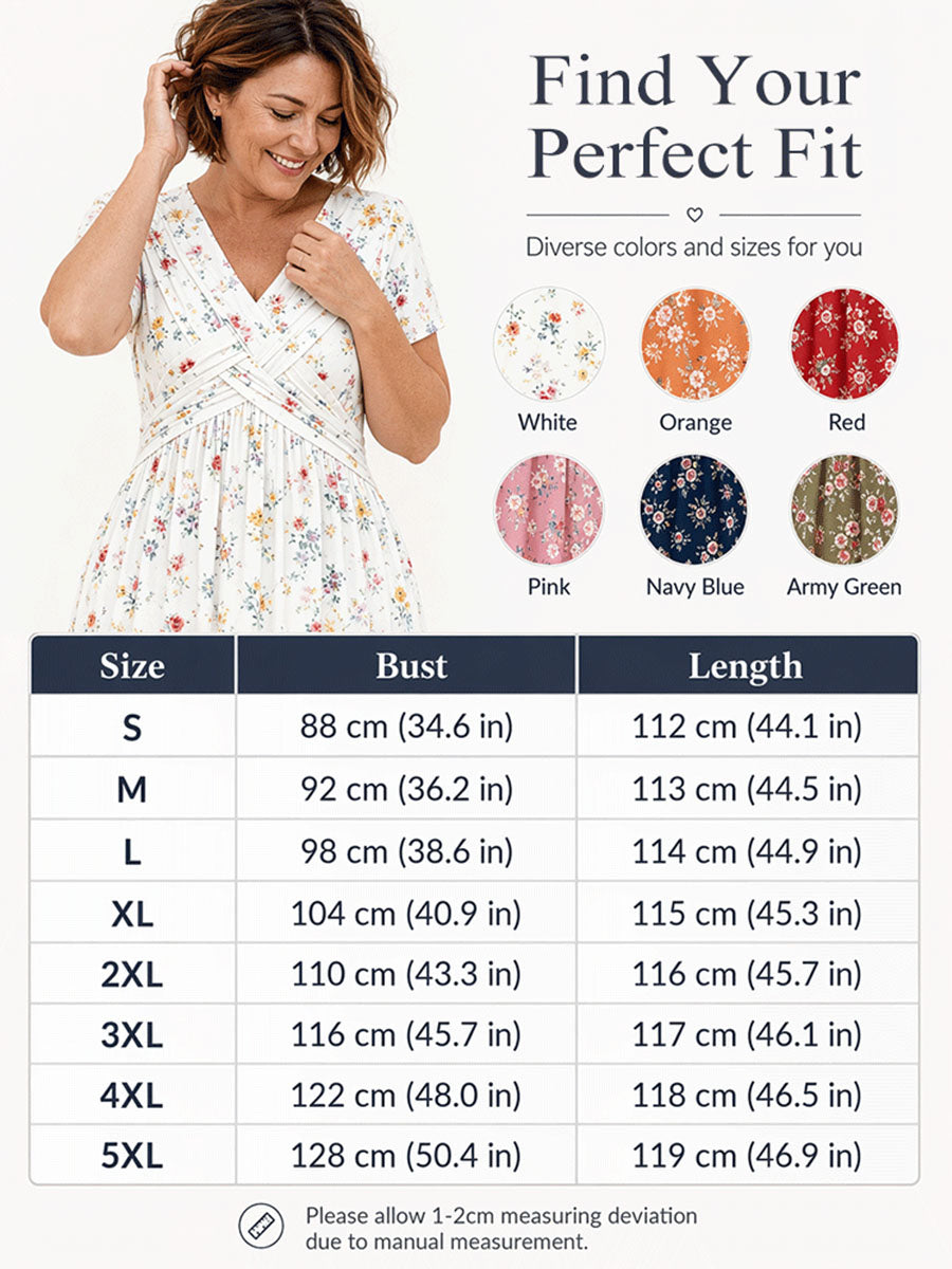 💛Women's V-Neck Floral Print Dress with Twist Waist