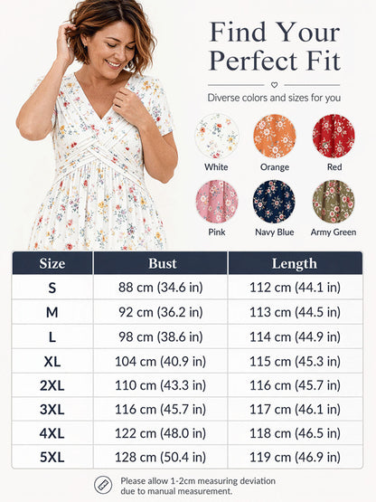 💛Women's V-Neck Floral Print Dress with Twist Waist