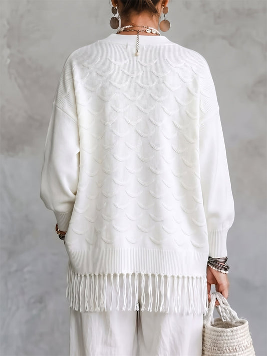 🤲LAST DAY SAVE 49% ⏰Cozy Fringed Shinny Beaded V-Neck Cardigan