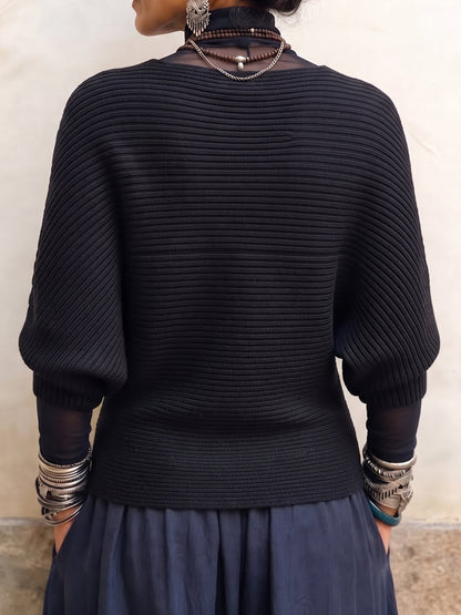 💛LAST DAY SAVE 49% ⏰Artistic Interwoven Ribbed Batwing Knit Sweater