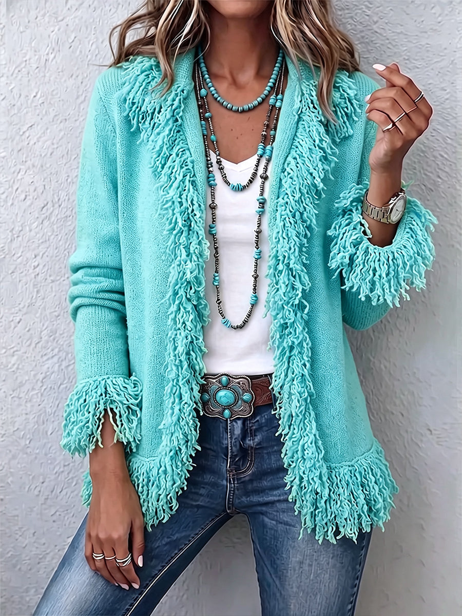 🤲LAST DAY SAVE 49% 🧡Vibrant Chartreuse Boho Fringe Cardigan