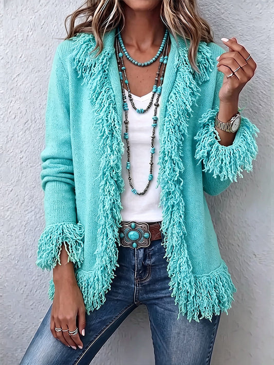 🤲LAST DAY SAVE 49% 🧡Vibrant Chartreuse Boho Fringe Cardigan