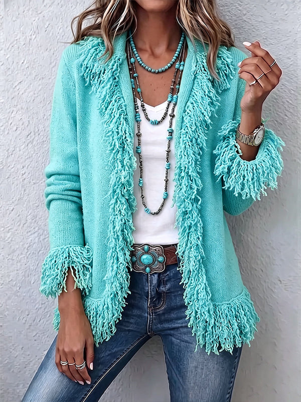 🤲LAST DAY SAVE 49% 🧡Vibrant Chartreuse Boho Fringe Cardigan