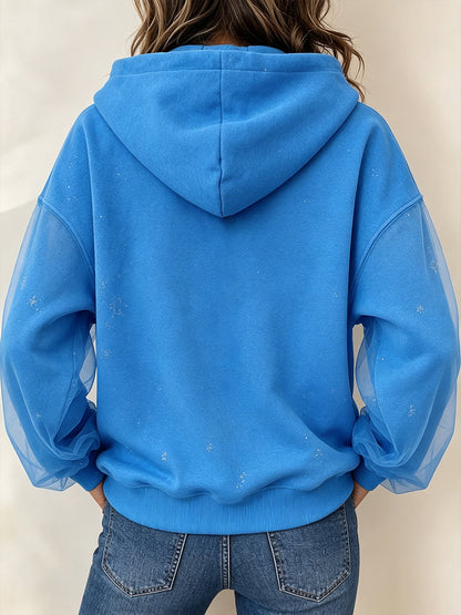 🤲LAST DAY SAVE 49% ⏰Chic Rhinestone-embellished Hoodie With Sheer Drawstring Sleeves