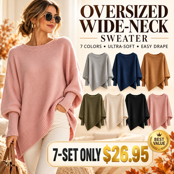 💚Draped Oversized Wide-Neck Sweater