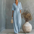 ✨✨Women's V-Neck High Waist Wide Leg Jumpsuit