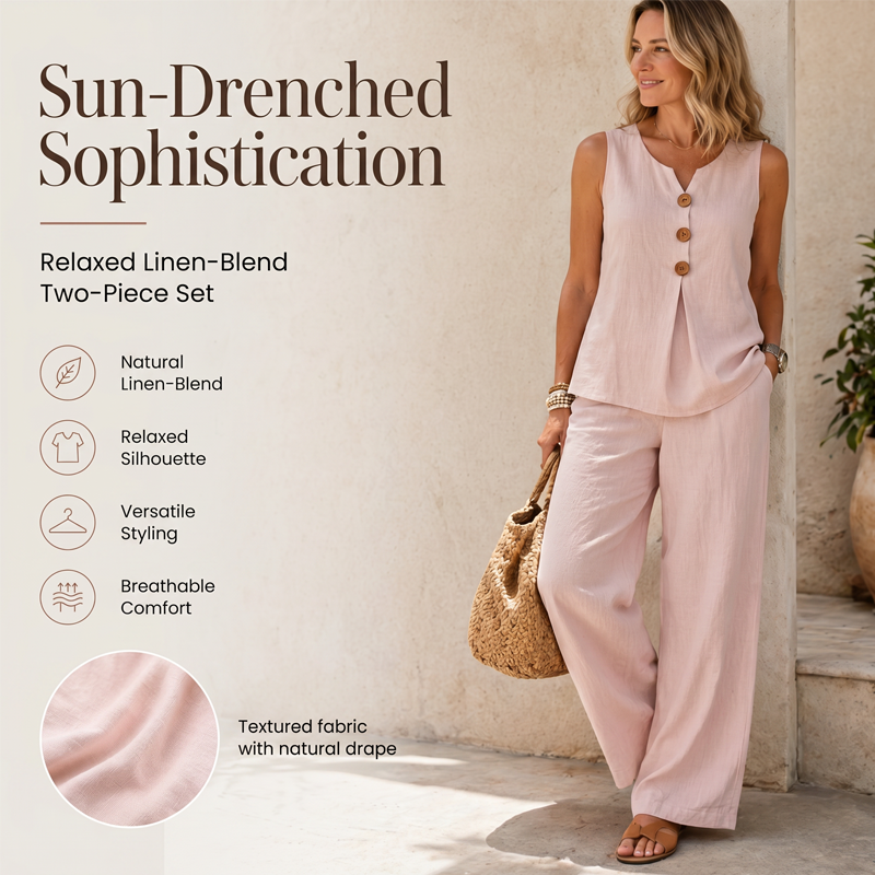 ✨✨Women's Sleeveless Button Top and Loose Pants Set