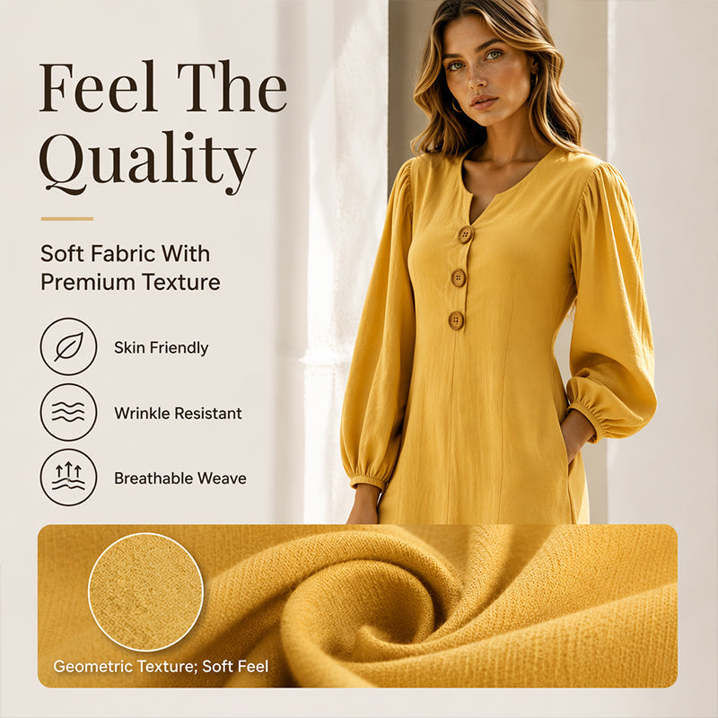 ✨✨Women's Casual V-Neck Maxi Dress with Puff Sleeve