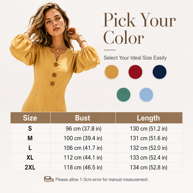 ✨✨Women's Casual V-Neck Maxi Dress with Puff Sleeve