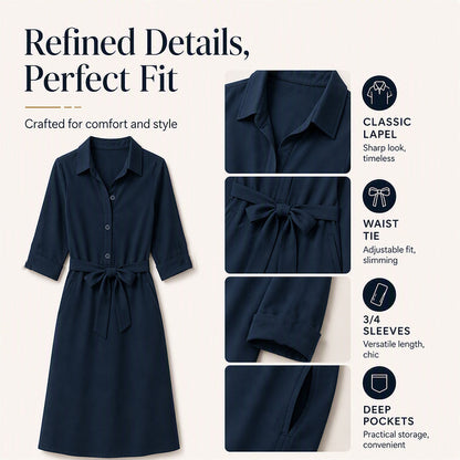 ✨✨Women's 3/4 Sleeve Shirt Dress with Belt