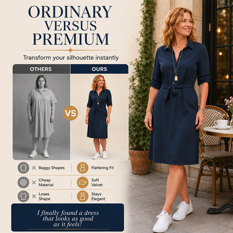 ✨✨Women's 3/4 Sleeve Shirt Dress with Belt