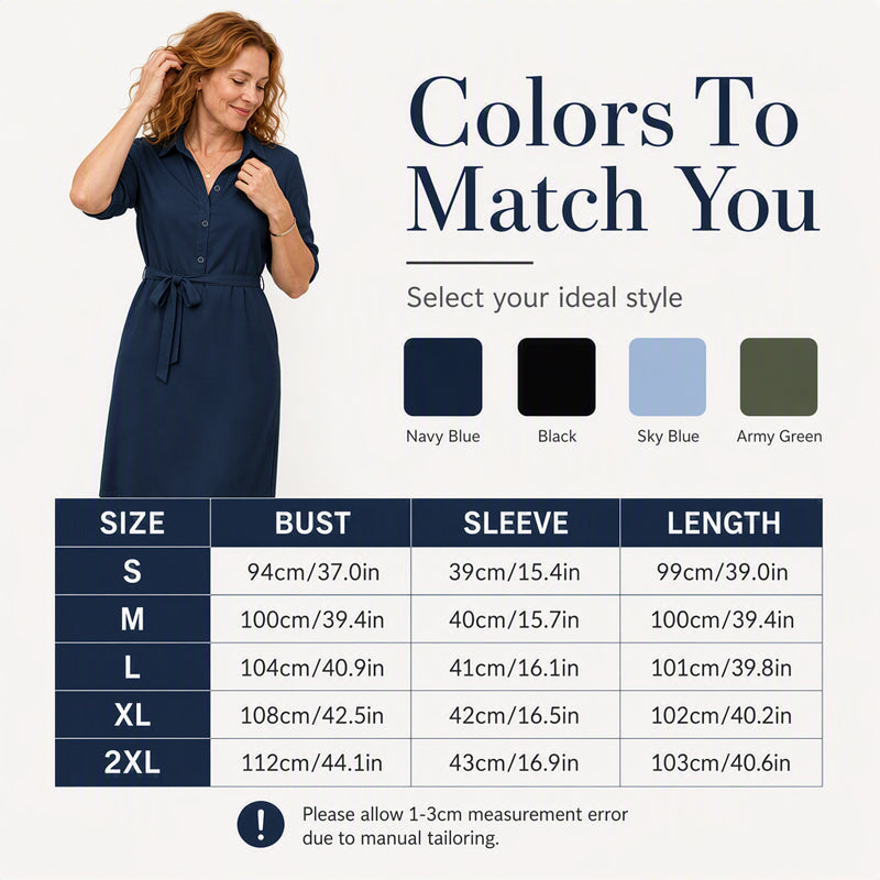 ✨✨Women's 3/4 Sleeve Shirt Dress with Belt